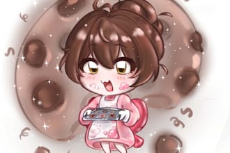 draw your character full body with cute chibi style