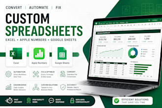 convert, automate, or fix custom excel spreadsheet, apple numbers, google sheets