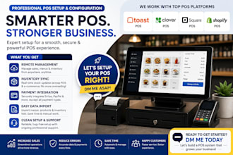 setup toast pos, square pos, clover pos ,shopify