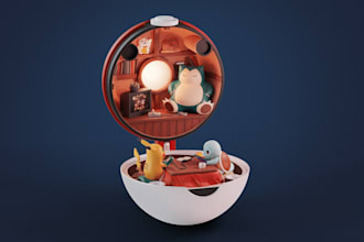 create pokemon diorama,shadow box,custom miniature scene,printable toy character