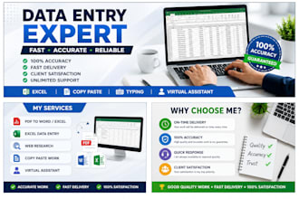 do accurate data entry, copy paste and typing work