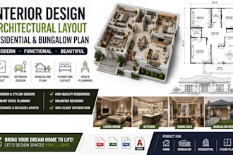 do interior design, architectural layout for residential and bungalow plan
