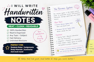 write aesthetic handwritten notes, letters and assignments