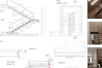 design 2d and 3d staircase, handrail and spiral staircase with realistic render