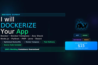 dockerize your application and set up docker compose for any stack