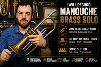 record manouche brass solo, steampunk flugelhorn and brass section