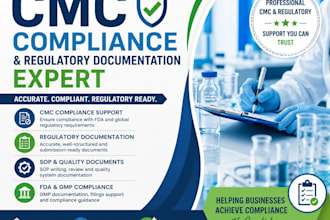 provide professional cmc compliance and regulatory documentation support