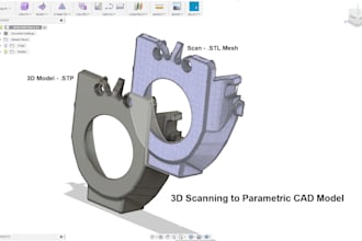 do reverse engineering from scan data stl obj images step to solid cad model