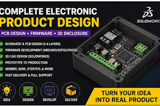 design full electronic product pcb firmware and 3d enclosure in solidworks