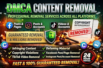 remove facebook, instagram, tiktok under dmca in 24 hours with gurantee