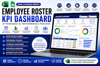 create employee roster spreadsheet kpi dashboard and attendance tracker