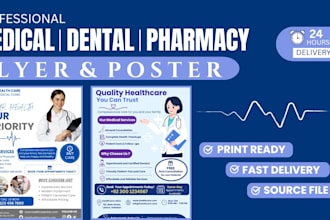 design professional medical, healthcare, clinic and pharmacy flyers
