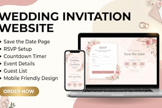 design wedding invitation website with rsvp, save the date and countdown