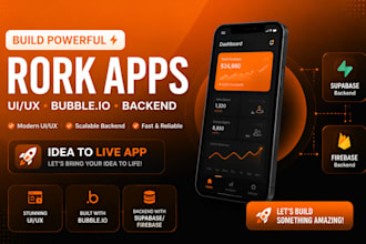 fix or build rork app UI UX bubble io, connect with supabase or firebase backend