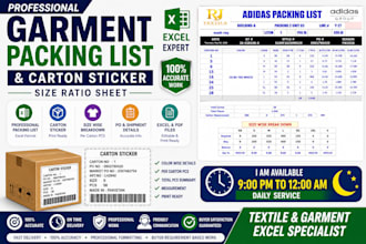 create professional packing list and carton sticker in excel