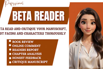 beta read and critique your manuscript, plot pacing and characters thoroughly