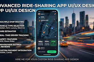 modern ride sharing app uiux design advanced custom features