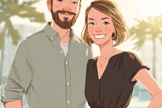 make a couple portrait illustration