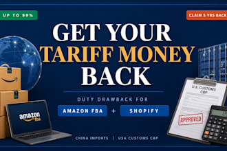 file amazon shopify duty drawback tariff tax refund for USA china imports