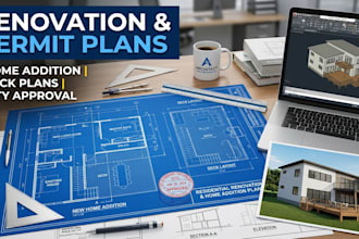 draw renovation, home addition, and deck plans for city permit