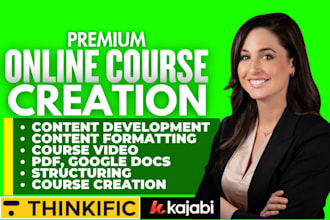 create online course, development thinkific and kajabi marketing