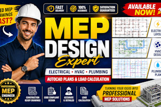 create mep drawing, electrical hvac plumbing, autocad floor plan, lighting plan