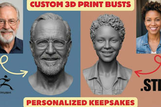 convert 2d photo to 3d head bust statue 3d realistic face model stl 3d printing