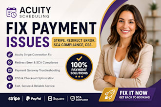 fix acuity stripe connection, redirect error, sca compliance, CSS optimization