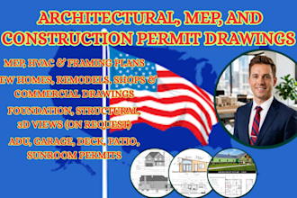 draft architectural, mep, and construction permit drawings