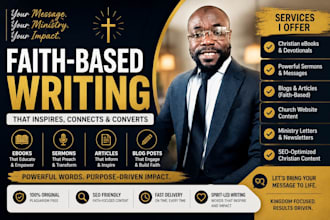 write faith based christian content, sermons, and ebooks
