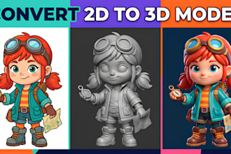 convert your 2d image into a printable 3d toy 3d head bust action figure model