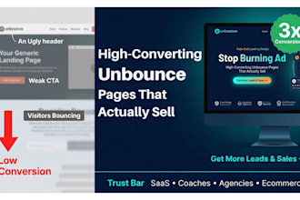 design high converting unbounce landing page for more sales and leads, wordpress