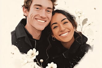 create a couple portrait illustrations