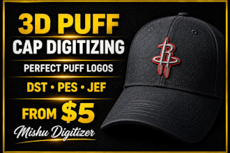 do any 3d puff cap embroidery digitizing for hats