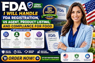 handle fda registration, us agent, product listing, and compliance for food