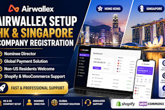 set up verified airwallex account for hong kong or singapore company