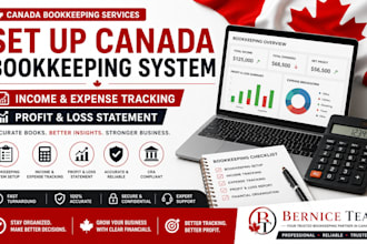 set up canada bookkeeping system, income expense tracking, and profit and loss