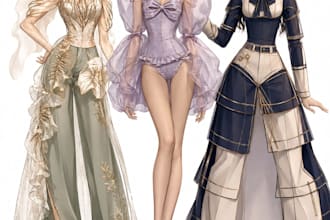 create luxury fashion concept illustrations
