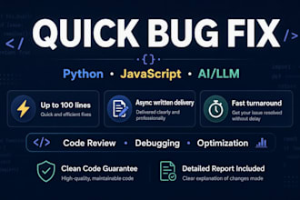 fix python or javascript bugs in your code within 24 hours