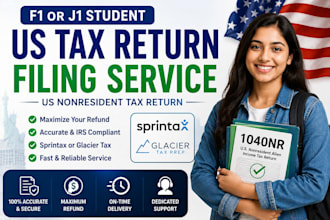 file your f1 or j1 student US nonresident tax return using sprintax, glacier tax