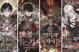 do anime manga style webtoon book cover design light novel shonen webcomic manga