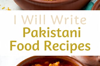 write authentic pakistani and desi food recipes