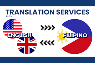 translate your work from english to filipino or vice versa