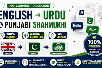 professionally translate english into urdu and punjabi shahmukhi