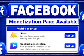 deliver monetized facebook page with content monetization setup