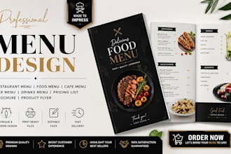 design resturant food bar menu cafe brochure drinks pricing list product flyer