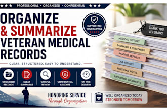 organize and summarize veteran medical support records