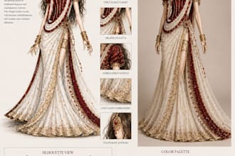 luxury bridal fashion illustrations and couture fashion