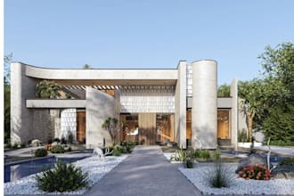 photorealistic luxury villa rendering exterior interior visualization