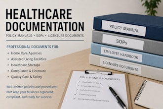 create healthcare policy, sops, and home care documents